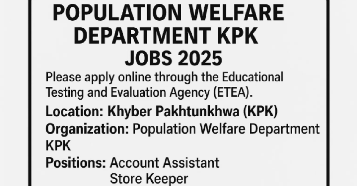 Population Welfare Department KPK Jobs 2025